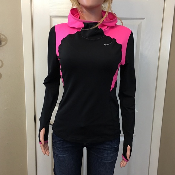 Nike Tops - Nike running dri-fit running top black pink